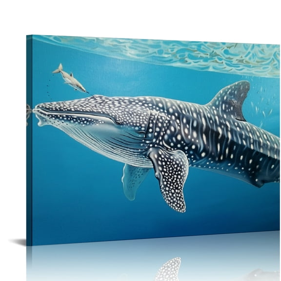 Blue Whale Stuffed Animal Canvas Prints Wall Art Decor Home Room Ready To Hang 16x12in