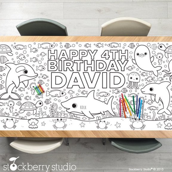 Under the Sea Coloring Tablecloth Birthday Party Decorations