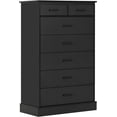 thumbnail image 2 of 7 Drawer Dresser Chest of Drawers for Bedroom with Solid Bottom & “X” Steel Frame, Large Tall Dresser Storage Cabinet for Living Room, Black, 2 of 8
