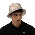 thumbnail image 5 of Yiaed Tropical Pink Flamingo Pineapple Print Reflective Stripe Bucket Hat Unisex Funny Outdoor Fisherman Cap Beach Sun Hat, 5 of 5