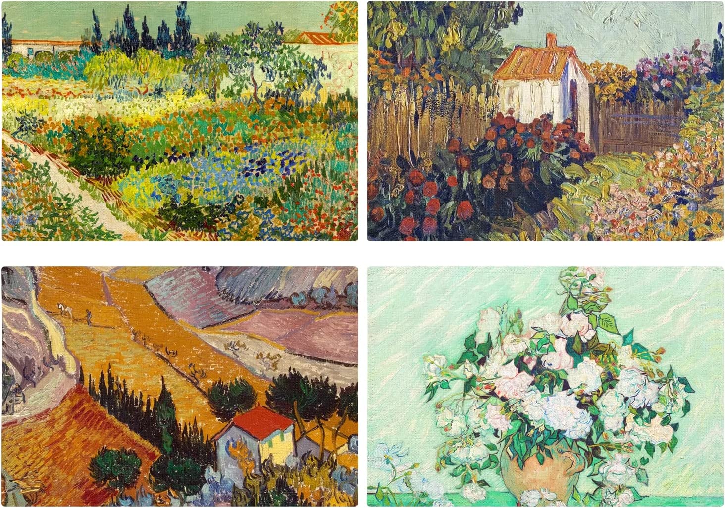 SPXUBZ Placemats, Vincent Van Gogh Oil Painting Vintage Farmland 18x12