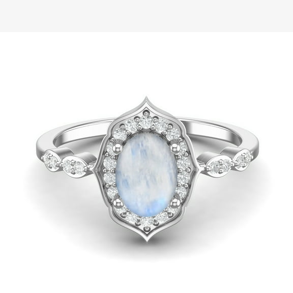 7X5 MM Oval Natural Moonstone 925 Sterling Silver Designer Engagement Women Valentines Day Gifts Ring
