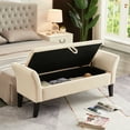 thumbnail image 3 of 2024 New 51.5'' Storage Upholstered Footstool Luxury Shoe Bench, Entryway Bench End of Bed Bench, with Button-Tufted & Safety Hinge, for Bedroom, Living Room, Entryway, 3 of 9