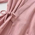thumbnail image 7 of Puntoco Women's V-Neck Crinkle Cotton Gauze Wrap Robe, 3/4 Sleeve Breathable Sleep Bathrobe with Tie Belt & Pocket Pink XXL, 7 of 7