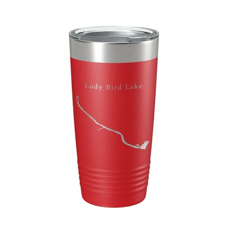 

Lady Bird Lake Map Tumbler Travel Mug Insulated Laser Engraved Coffee Cup Austin Texas 20 oz Red
