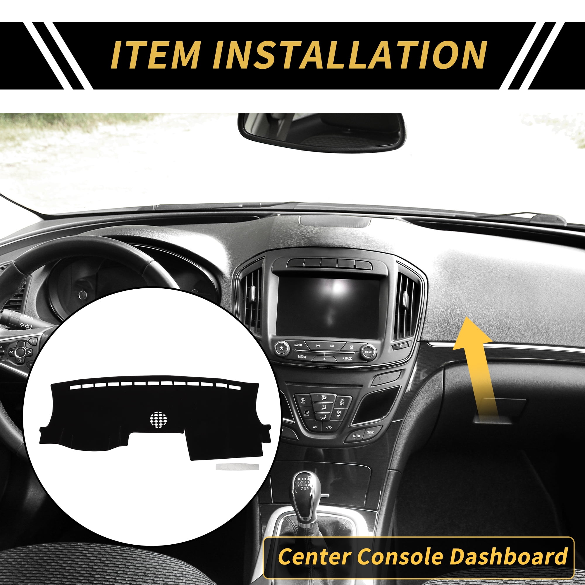 Unique Bargains Dash Cover for Ford for Ranger 22-24 Dash Board Mat Thickened Anti-Slip Dash Cover Mat Pad Polyester Center Console Dashboard Cover Pad Carpet Black