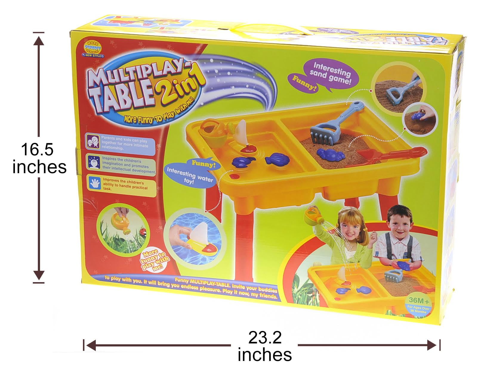 2 In 1 Sand & Water Table for Toddler - 23"Sandbox Castle Sandbox Activity Table with Cover Sand Table Sensory Table Beach Toys for Kids Play Sand Table