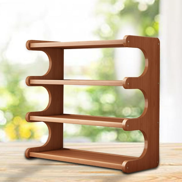 Estante de almacenamiento, estante de exhibición de mesa, estante de escritorio, soporte para taza de café, organizador de estantería de escritorio 4 niveles