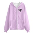 thumbnail image 3 of MuXi Women's Zip Up Hoodie Long Sleeve Casual Pullover Winter Warm Sweatshirt with Drawstring Pocket Print Design (Purple,L), 3 of 3