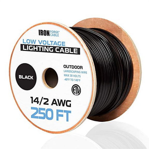 14/2 Low Voltage Landscape Wire - 250ft Outdoor Low-Voltage Cable for Landscape Lighting, Black