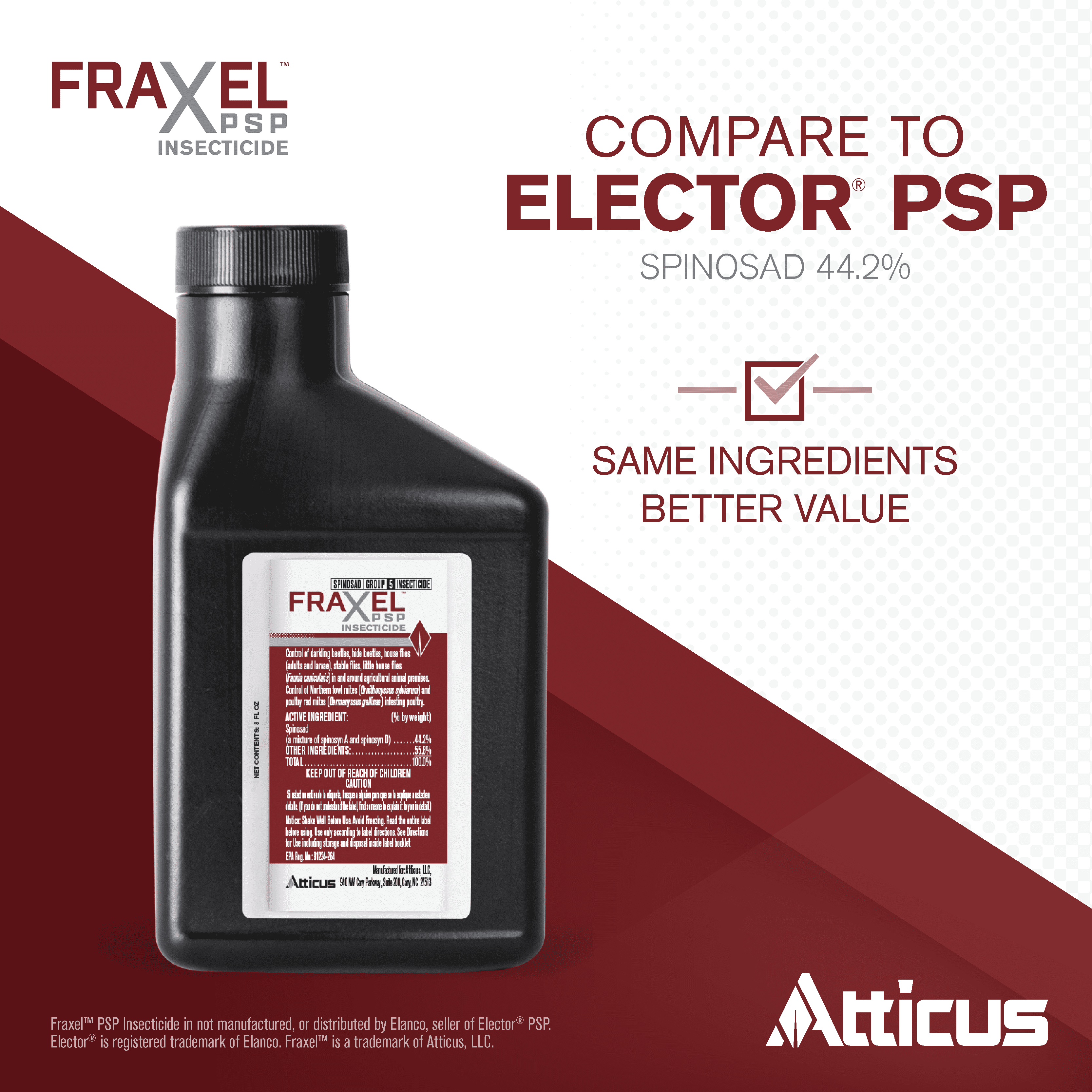 Fraxel PSP Insecticide for Poultry (8-oz) Concentrate - (Compare to Elector PSP) - Kill Mites, Lice, Flies, Beetles In & Around Chicken Coops & Other Livestock Areas - by Atticus