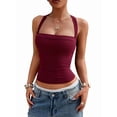 thumbnail image 3 of Women'S Square Neck Going Out Crop Tops Double Lined Cute Basic Tank Tops 2026 Clothes Wine Red XL, 3 of 8
