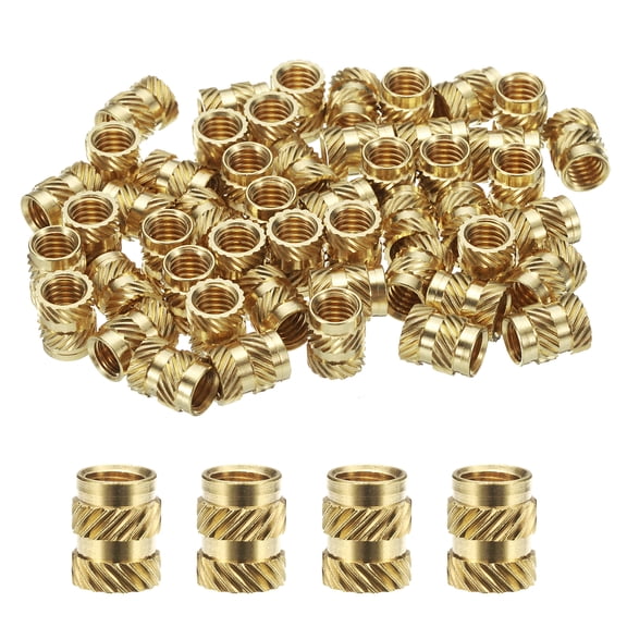 Uxcell 50 Pack M6 Threaded Inserts Brass Heat Set Insert M6x10mm, OD 8mm Knurled Insert Nuts
