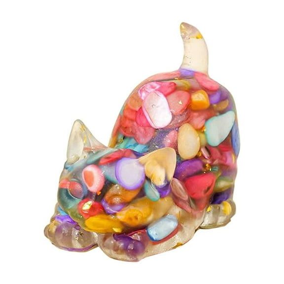 Natural Crystal GRAVEL Cat Resin,Office Desk Decor Statue, Christmas Gifts, Cat Lovers Gifts