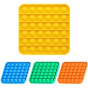 NiHealth Fidget Pack 4-Pack Push Pop Bubble Fidget Sensory Toy, Fidget Toys for Stress Anxiety Relief, Bubble Popper Fidget Toy, Silicone Squeeze Toy for Kids Adults (4 Colors Square)