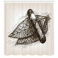 thumbnail image 3 of Ambesonne Cigar Shower Curtain, Tobacco Leaves Sketch Art, 69"Wx70"L, Dark Brown and Eggshell, 3 of 3
