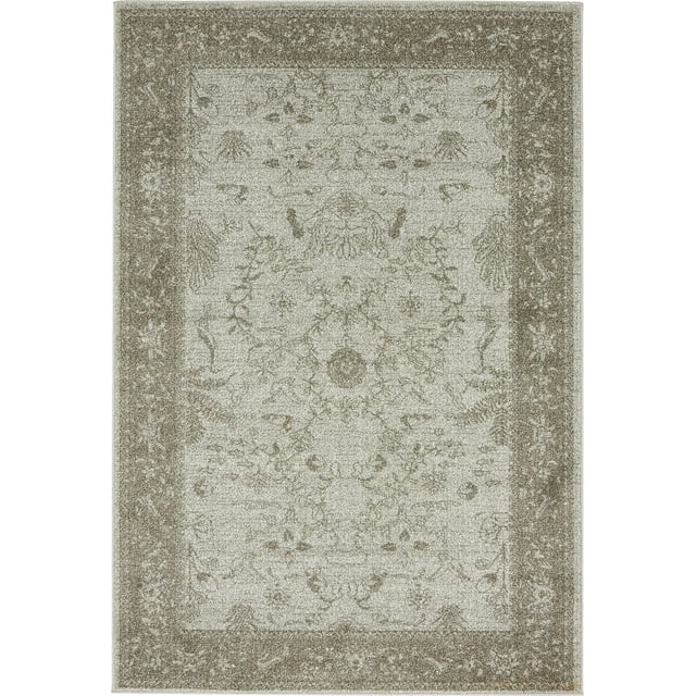 Unique Loom La Jolla Collection Tone Traditional Area Rug, 4 x 6 Feet, Light Gray/Dark Gray