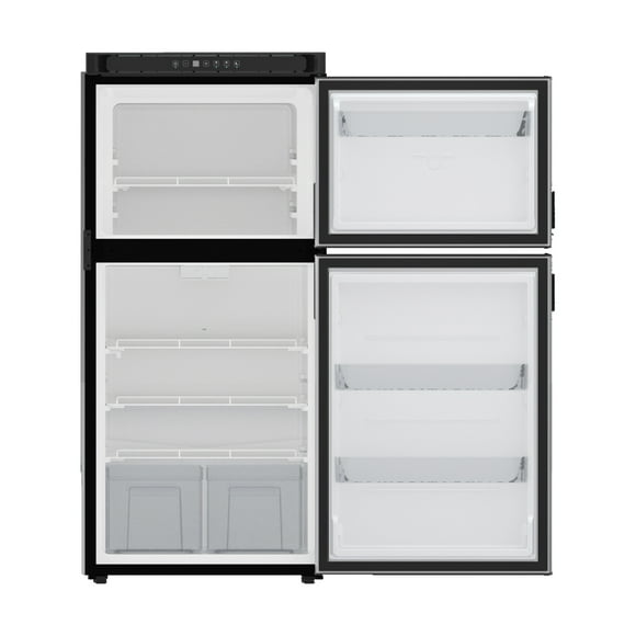 Norcold Refrigerator /Freezer N8DCBKR Refrigerator /Freezer; Dual Compartment 2 Door Refrigerator With Freezer; Right Hand Hinge/Reversible To Left Hand Hinge; 8 Cubic Foot; 5 Amp/12 Volt DC