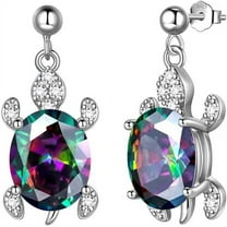 ICTPTOSL Tutrle Jewelry 925 Sterling Silver Turtle Earrings for Women Sea Animal Turtle Earrings Crystal Cubic Zirconia Jewelry Gifts