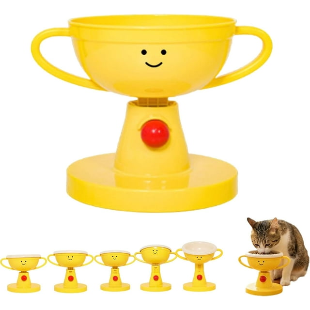 Bol pour Chat Réglable, Plat d'Alimentation Surélevé à 30° avec Support Incliné/bols Empilables/cinq Niveaux de Hauteur Réglables pour Chats et Chatons, Ensemble Ergonomique pour Nourriture et Eau pour Animaux (ABS)