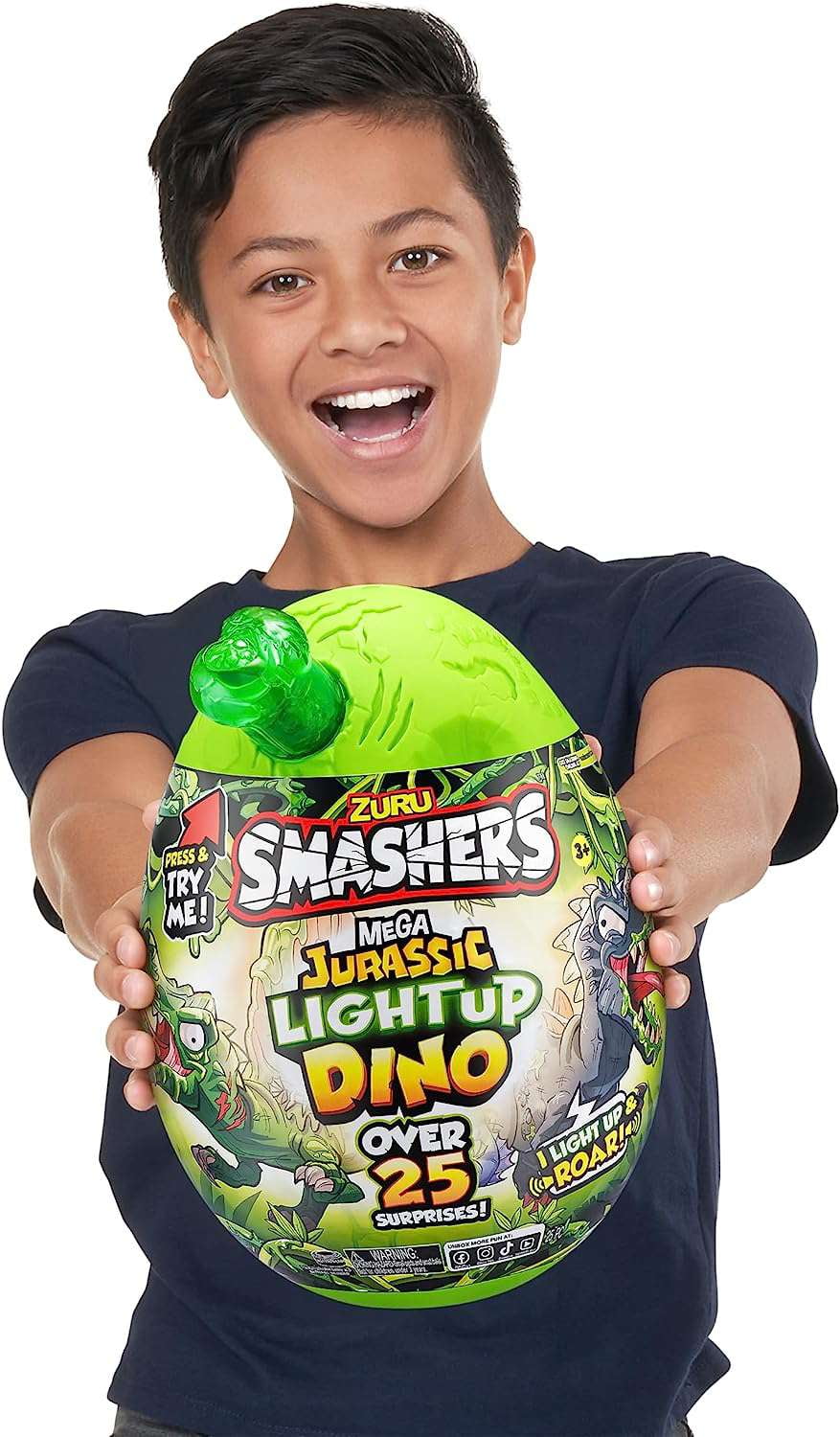 Smashers Series 1 Light Up Dino Green MEGA Mystery Egg (Over 25 Surprises!)