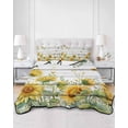 thumbnail image 2 of Quilts Twin Size Bedding Set, Sunflower Lightweight Quilted Comforter, Summer Eucalyptus Botanical Floral Retro Soft Reversible Bedspread Coverlet with Pillow Covers for All Season, 68" x 86", 2 of 7