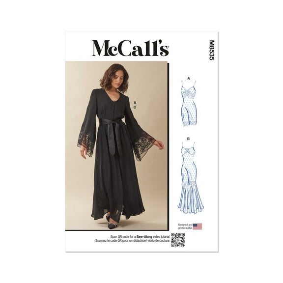 McCall's Sewing Pattern 8535 - Misses' and Women's Nightgown in Two Lengths and Robe, Size: AA (10-12-14-16-18)