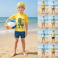 thumbnail image 3 of LRen Boys Rash Guard Swim Set with Swim Trunks Bathing Suit Short Sleeve Swim Shirt Quick Dry Swimsuit Kids Swimwear, 3 of 9