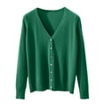 thumbnail image 4 of zaveiop Cardigan Sweaters for Women Casual Button Down V Neck Knit Cardigans Fall Solid Boho Long Sleeve Clothes (Army Green, L), 4 of 4