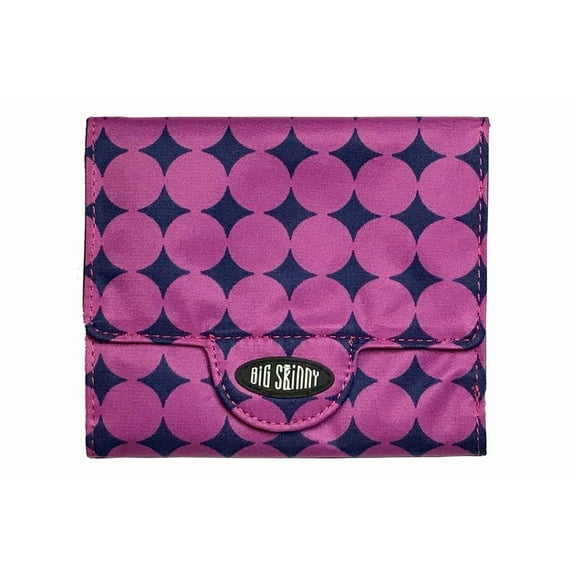 Big Skinny Women's Nylon Microfiber Trixie Trifold Women's Wallet, holds up to 30 cards (Plum Dot)