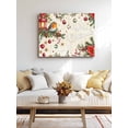thumbnail image 5 of Christmas Bird Canvas Print Wall Art Framed Canvas Art Wall Decor Poinsettia Floral Holly Fruit Xmas Ball Beige Pictures Painting Morden Artwork for Living Room Bedroom, Ready to Hang - 12"x16", 5 of 6