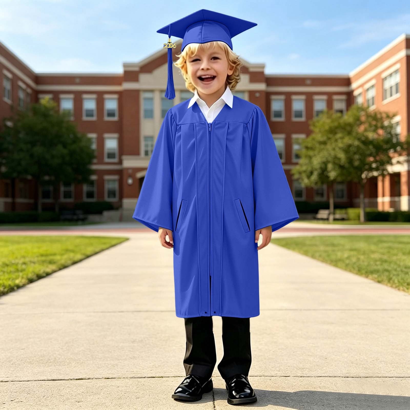 dress up graduation gown Kids and Cap Set, Doctoral Robe Costume with Pockets for Commencement Ceremony, Photo Shoot and Final Sale