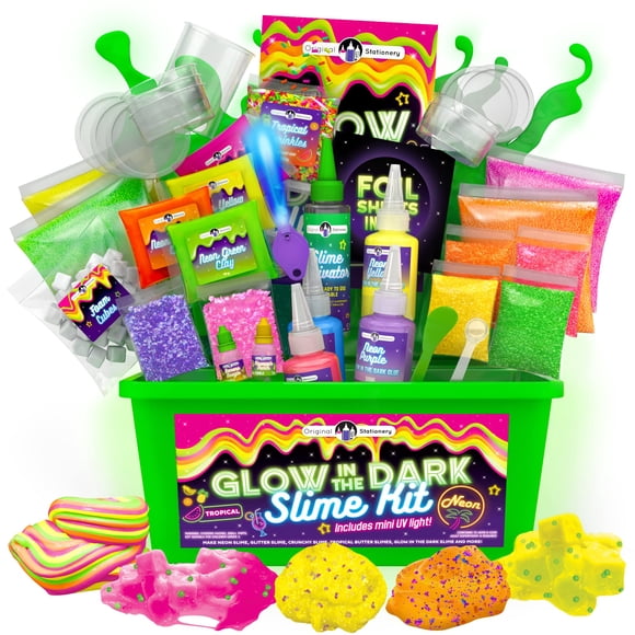 Papelería original de Slime Kit Tropical que brilla en la oscuridad