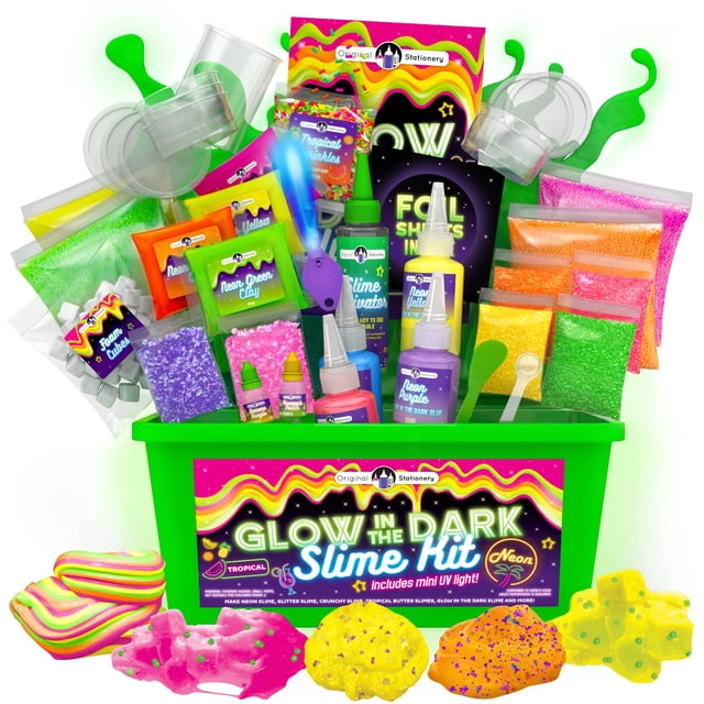 Papelería original de Slime Kit Tropical que brilla en la oscuridad