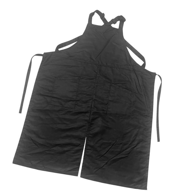 Delantal de peluquero delantal de pierna abierta impermeable con bolsillos delantal de cerámica de salón portátil delantal de peluquería para hombres Negro