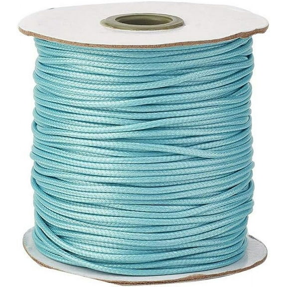 1 Roll 88 Yards Korean Waxed Polyester Cord 1mm Macrame Craft DIY Thread Rattail Beading String for Jewelry Making Chinese Knotting Kumihimo Shamballa Friendship - Cyan