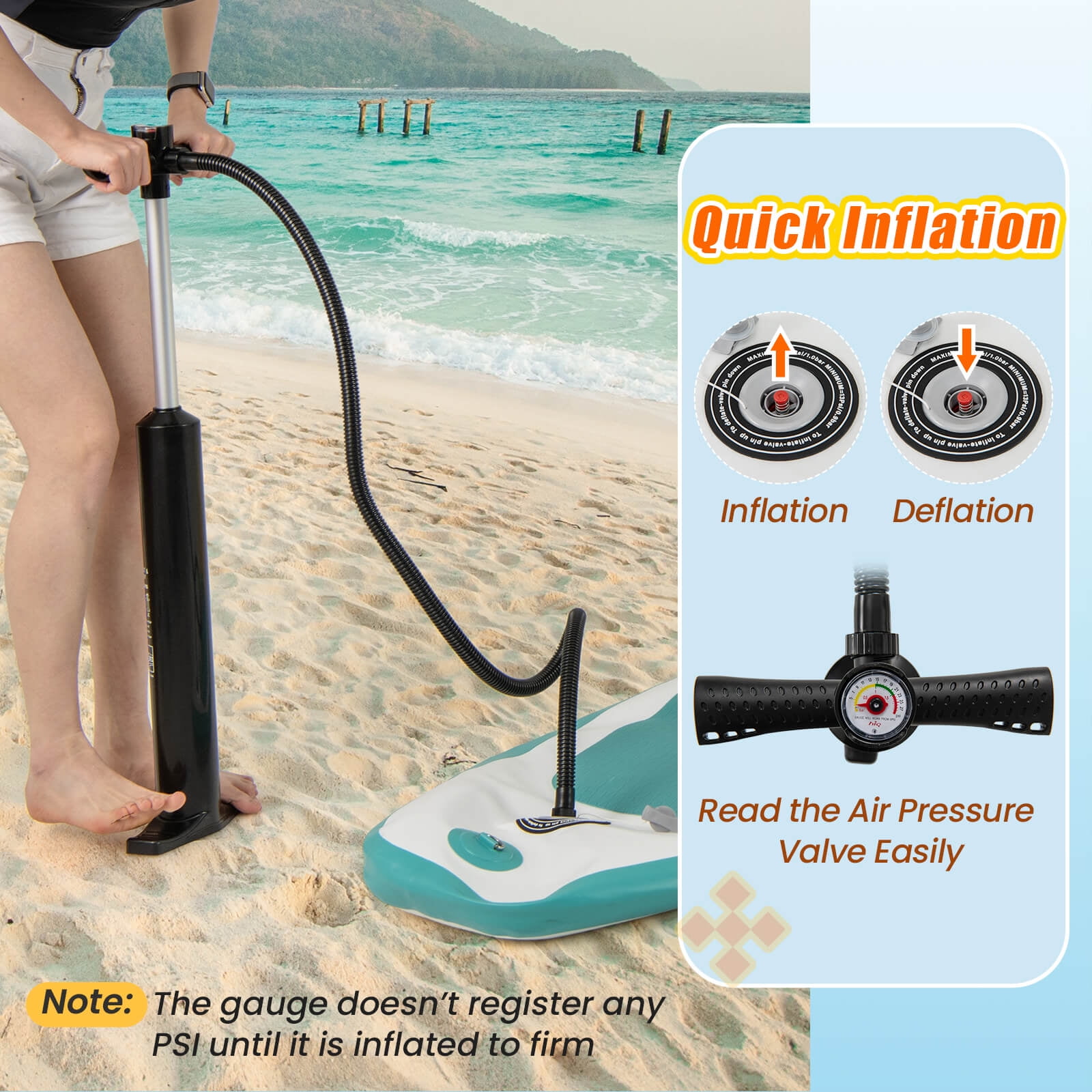Goplus 11' Inflatable Stand Up Paddle Board whth Accessories Paddle Hand Pump Repair Kit, Yellow