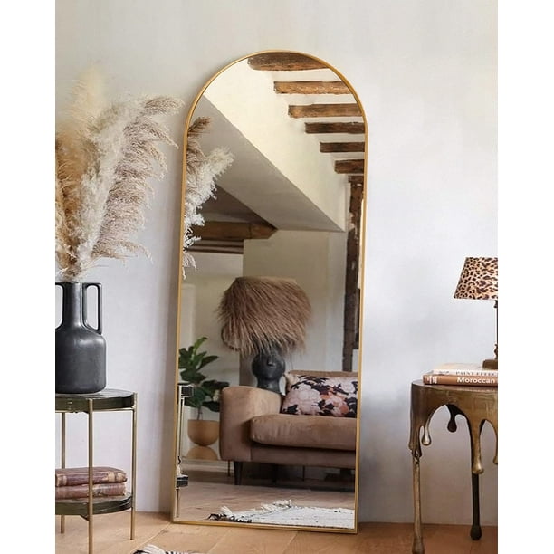 TinyTimes Arched Full Length Mirror, 65"x22" Floor Mirror with Stand