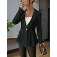 thumbnail image 5 of ZOELNIC Women's Textured Blazer Single Button Long Sleeve Business Casual Jacket with Ruffle Hem, Slim Fit Cardigan Work Blazer, XL, 5 of 7