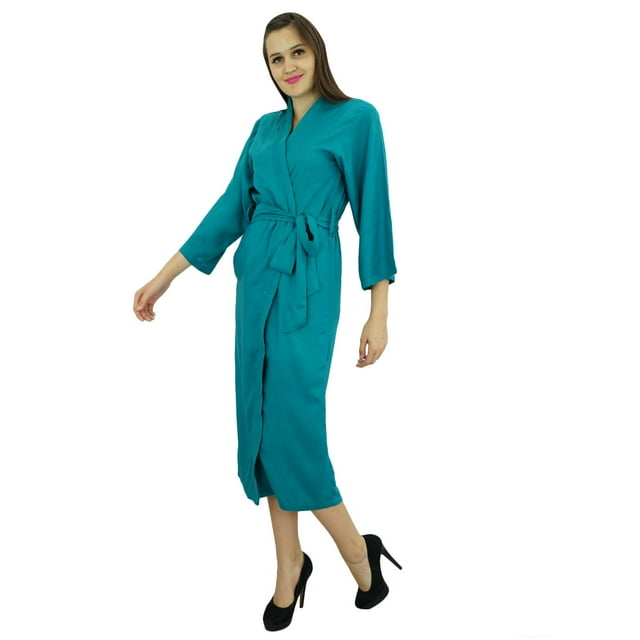 Bimba Women Long Solid Belt Robe Soft Modal Cotton Wrap Round Plain Bath Robe
