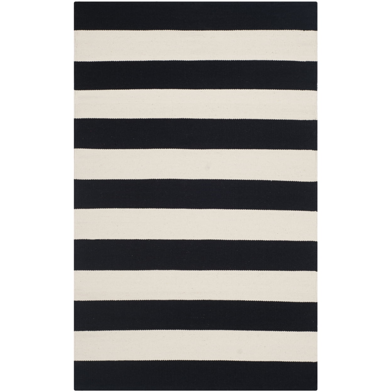 SAFAVIEH Montauk Saranna Geometric Cotton Area Rug, Black/Ivory, 10' x 10' Round