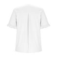 thumbnail image 5 of Sevevn Women's Plus Size Fashion Casual Pullover Short Sleeve V Neck Button T Shirt Blouses White XXXXL Savings Up to 30% Off, 5 of 6