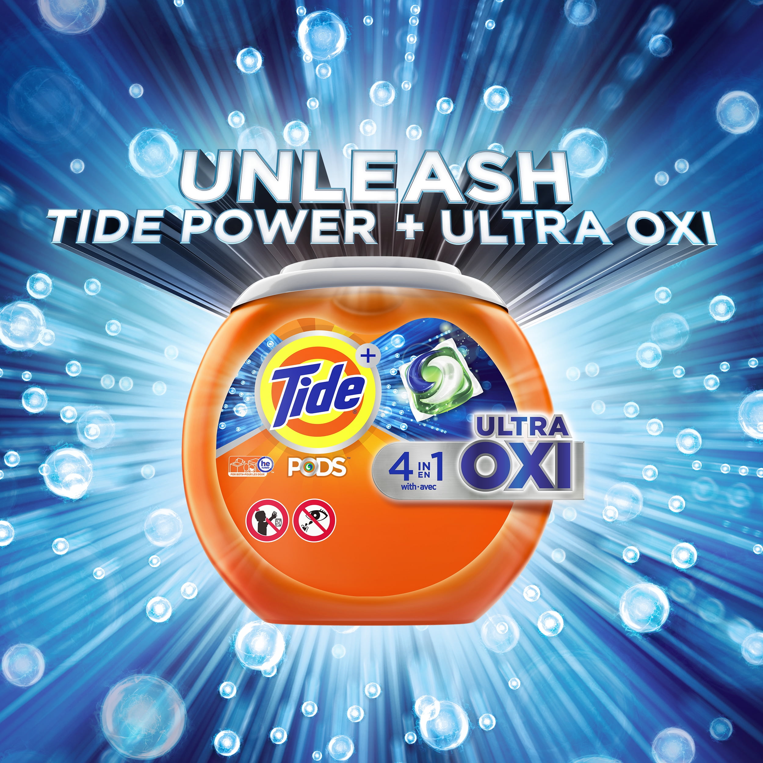 Tide PODS with OXI, Liquid Laundry Detergent Pacs, 61 count