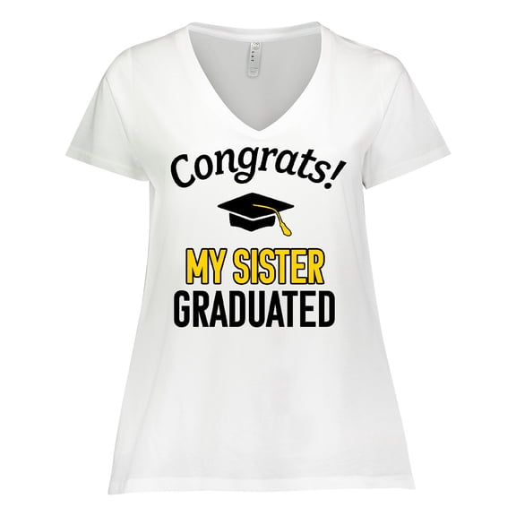 Inktastic Congrats My Sister Graduated with cap Women's Plus Size V-Neck T-Shirt