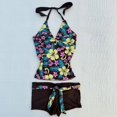 thumbnail image 6 of Cute Tankinis Swimsuit Y2k Floral Set for Women Vintage Whimsy Beach Swimsuit 2 Pieces Swimwears Sets (Brown L), 6 of 6