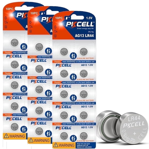 PKCELL 30 Pack LR44 AG13 357 303 SR44 Battery 1.5V Button Cell Batteries