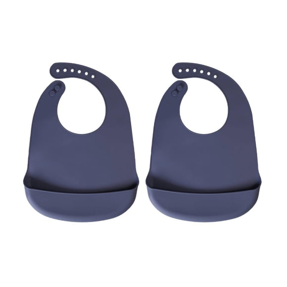 Baberos de silicona Baby Pick 2 unidades impermeables y libres de BPA color azul pizarra