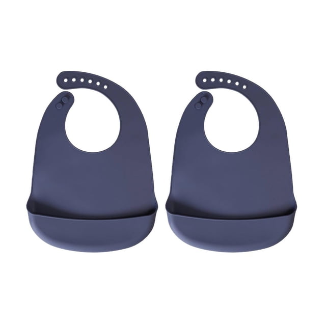 Baberos de silicona Baby Pick 2 unidades impermeables y libres de BPA color azul pizarra