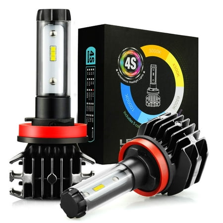 JDM ASTAR Newest Version 4S 8000 Lumens Extremely Bright DIY 5 Color Temperature High Power H11 H8 H9 H16 All-in-One Fanless Design LED Headlight Bulbs, Fog Light