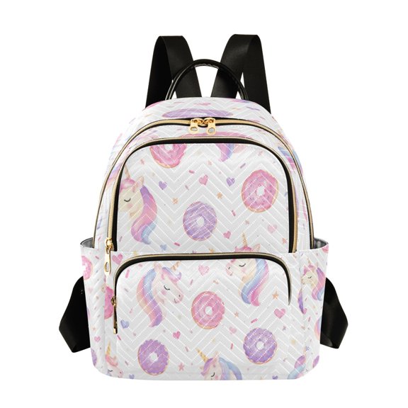 RMDQTR Quilted Backpack Lightweight Casual Daypack with Multi Zipper Pockets for Travel Daily Use Shopping Sports Magical Dreamy Donut Pattern
